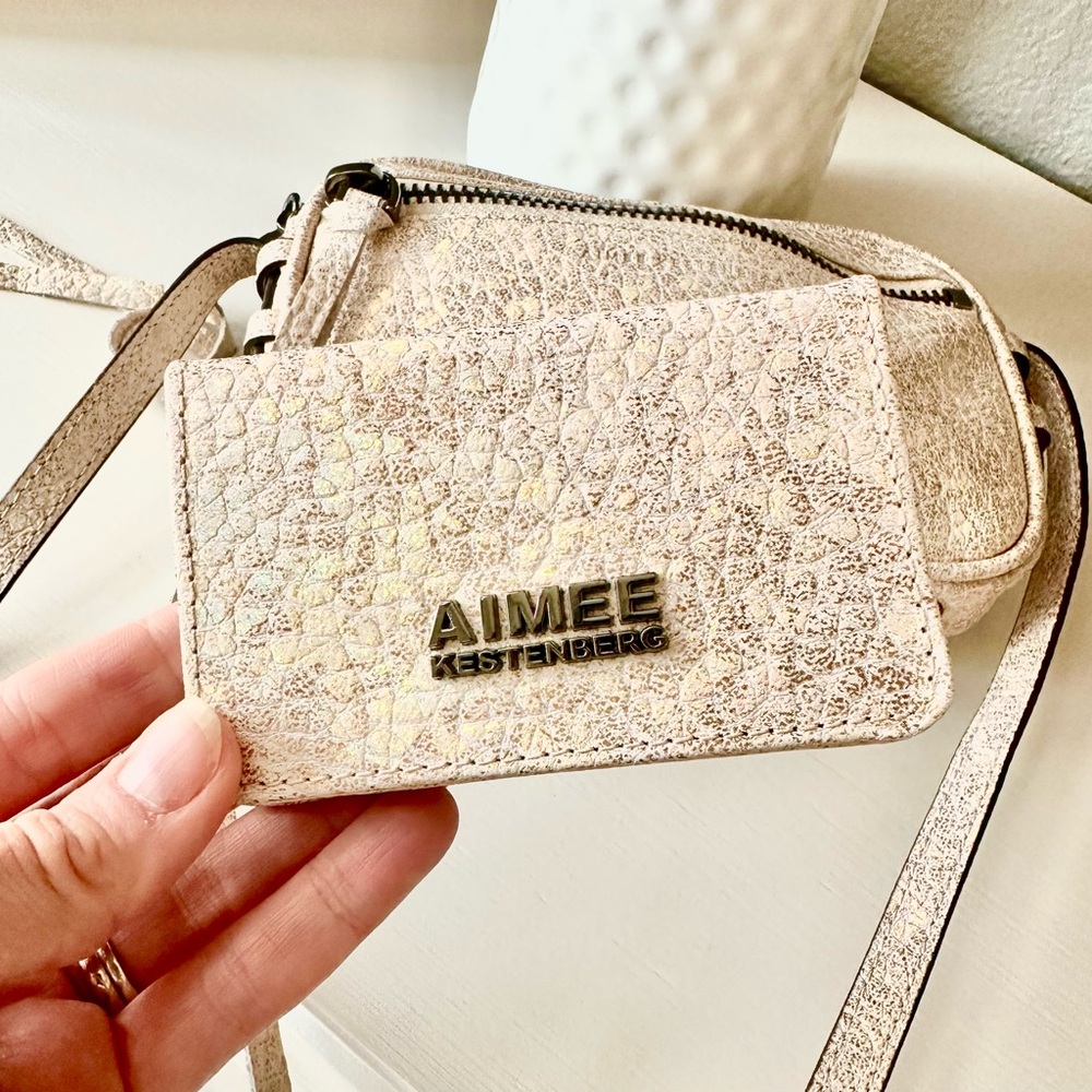 Aimee Kestenberg pink silver white iridescent crossbody purse with wallet - Picture 6 of 9
